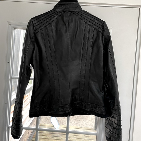 Y2K Black Danier Leather biker/moto Jacket (Short/bomber length) size small - Picture 4 of 13